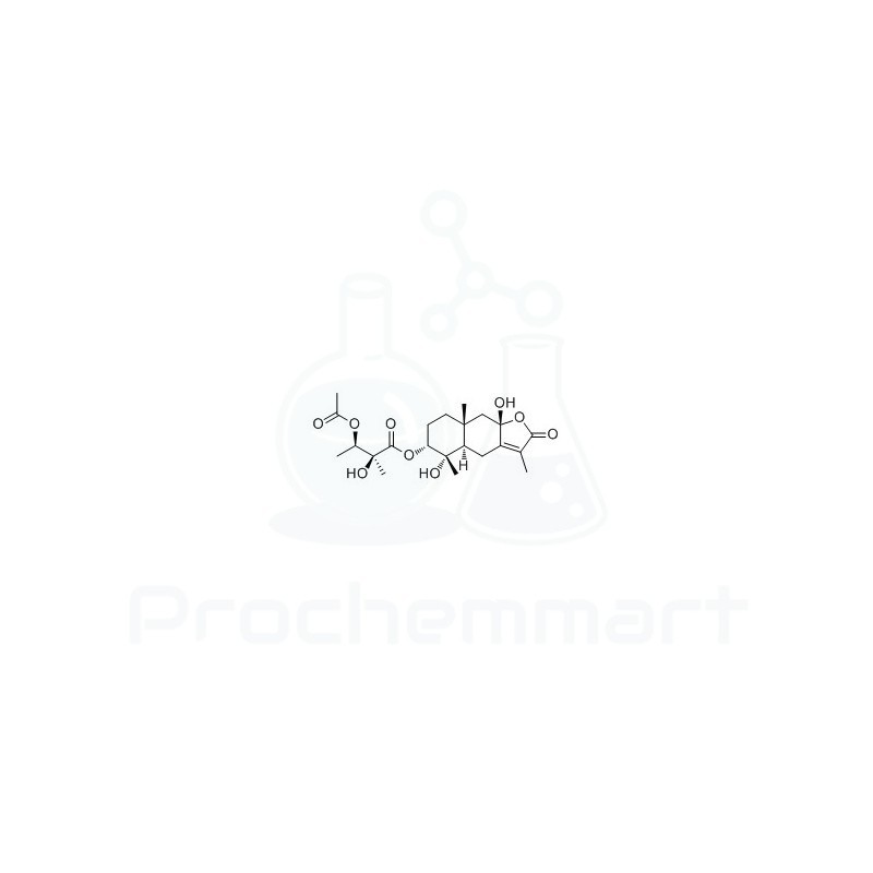 4α,8β-Dihydroxy-3α-(2-hydroxy-3-acetoxy-2-methylbutyryloxy)eudesm-7(11)-en-12,8α-olide | CAS 1442989-33-4