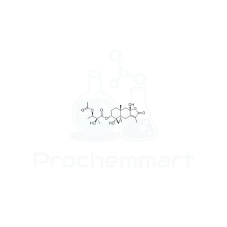 4α,8β-Dihydroxy-3α-(2-hydroxy-3-acetoxy-2-methylbutyryloxy)eudesm-7(11)-en-12,8α-olide | CAS 1442989-33-4